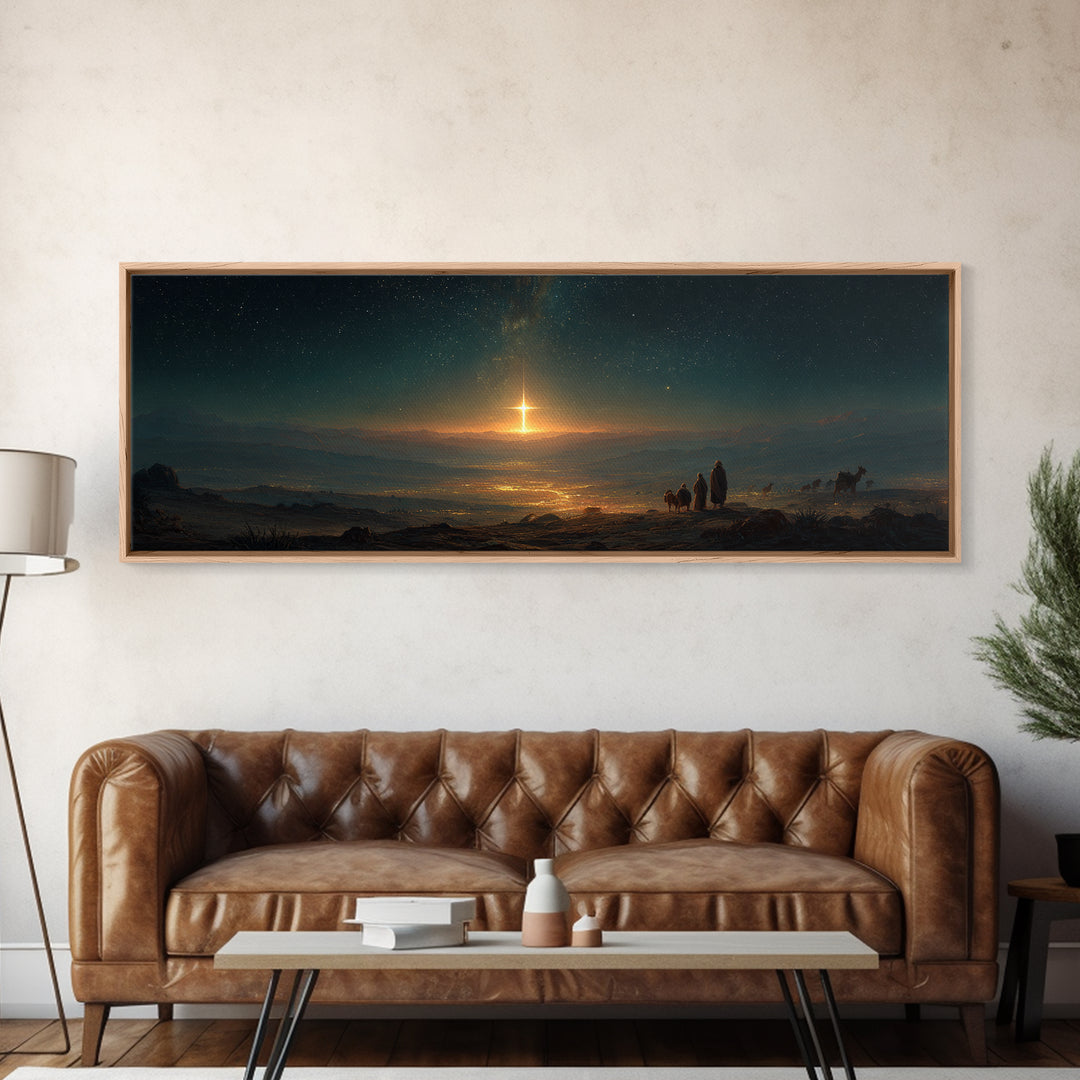 Eternal Dawn Cross – Framed Canvas Print – Panoramic Art – Christian Wall Art – Christmas Art – Christian Art Canvas – Christian Christmas