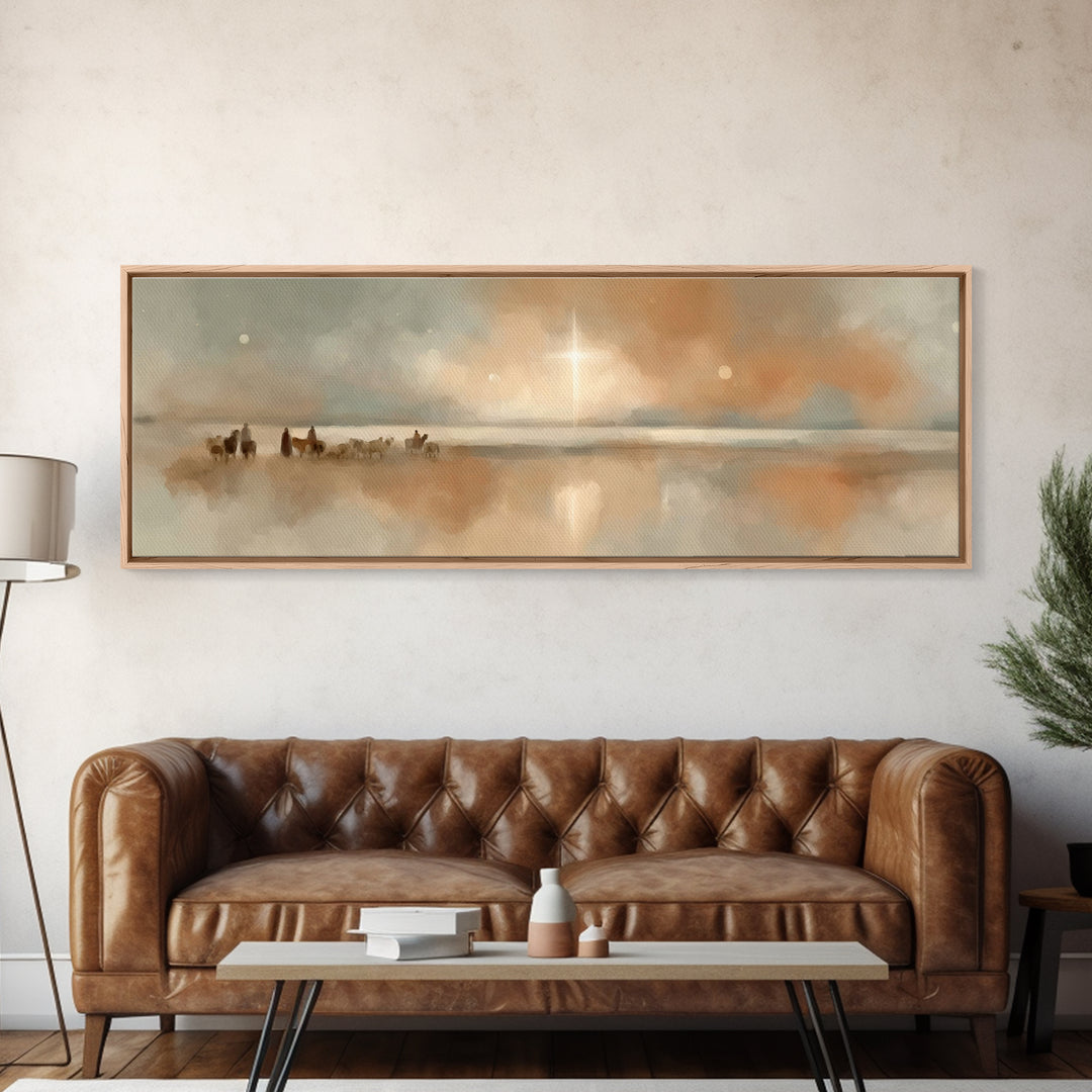 Star Of The Horizon – Framed Canvas Print – Panoramic Art – Christian Wall Art – Christian Art Canvas – Christmas Art – Jesus Painting