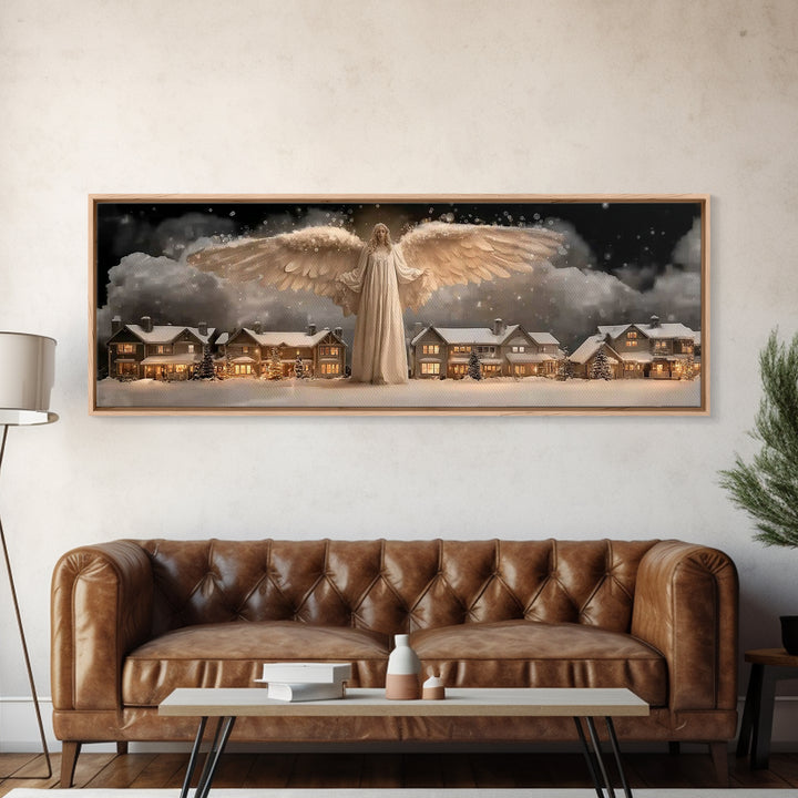 Wings Of Dawn, Framed Canvas Print, Christian Art Canvas, Panoramic Painting, Christmas Art, Christian Art Gift, Unique Christian Art