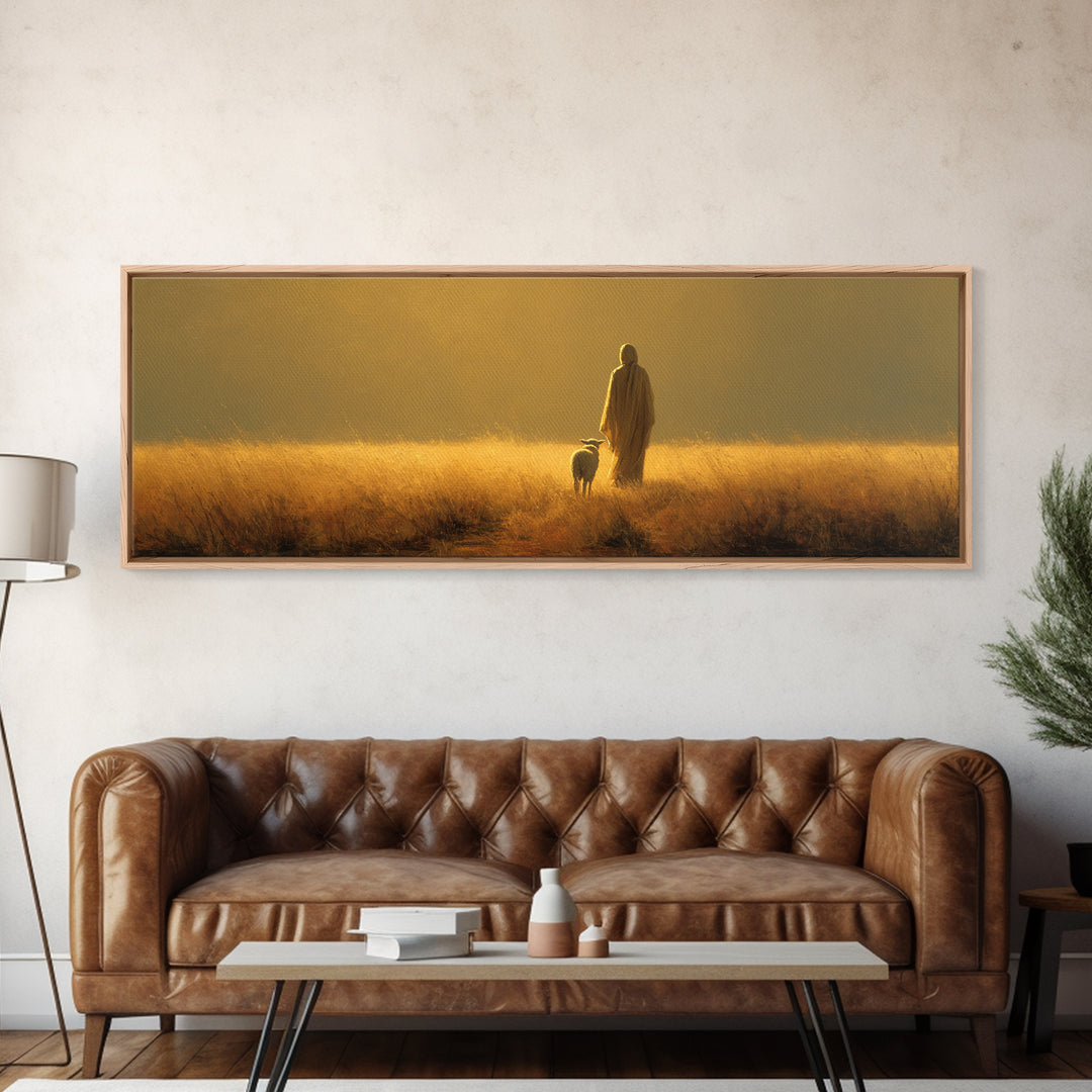 Fields Of Mercy | Framed Canvas Print | Christian Art Canvas | Panoramic Wall Art | Jesus Painting | Christian Wall Art | Christmas Art