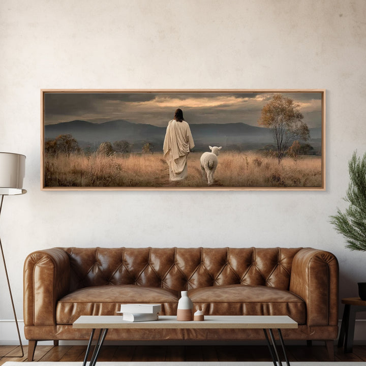 Hillside of Peace – Framed Canvas Print – Christian Art – Jesus Painting – Panoramic Art – Christian Wall Art – Christmas Art Print