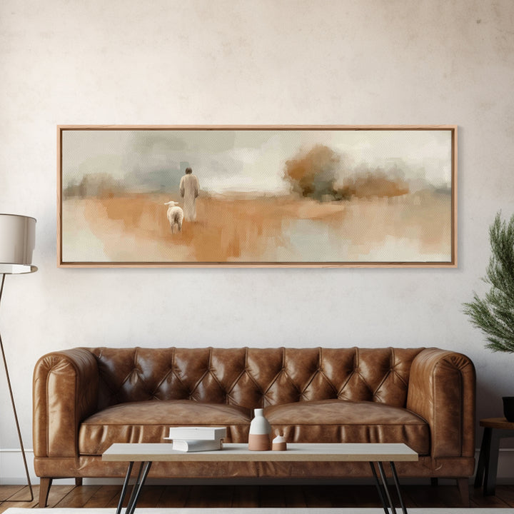 Soft Dawn Promise | Framed Canvas Print | Jesus Painting | Panoramic Painting | Christian Wall Art | Christian Art Canvas | Christmas Art