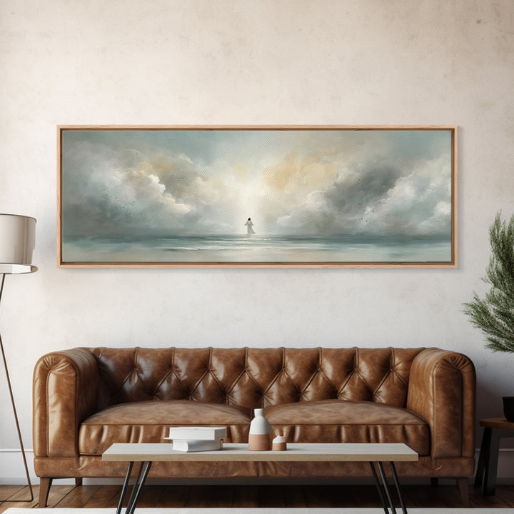 Harbor Of Calling, Framed Canvas Print, Christian Art Canvas, Christian Wall Art, Panoramic Wall Art, Jesus Painting, Christmas Art