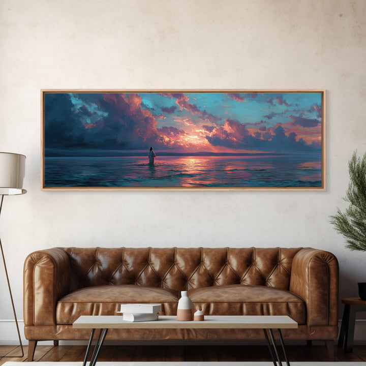 Glory In The Clouds – Framed Canvas Print – Panoramic Art – Christian Wall Art – Jesus Painting – Christian Art Canvas – Christmas Art