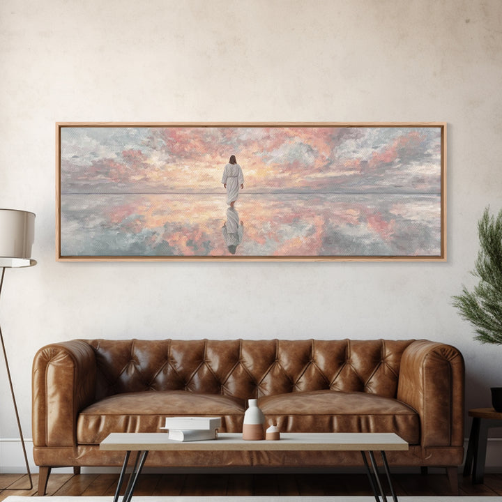 Heaven’s Gentle Dawn | Framed Canvas Print | Panoramic Painting | Christian Art Canvas | Jesus Painting | Christian Wall Art | Christmas Ar