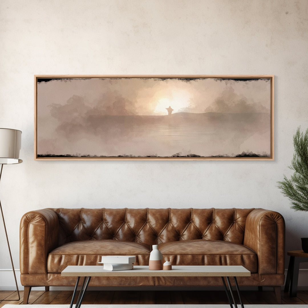 Light Of Grace, Framed Canvas Print, Panoramic Wall Art, Christian Art Canvas, Christian Wall Art, Jesus Painting, Christmas Art