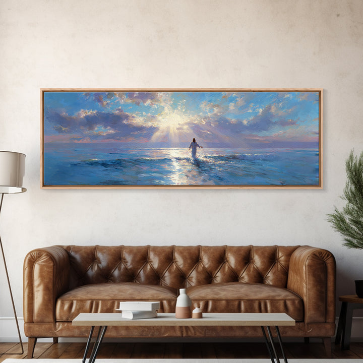 Soft Horizon Blessing – Framed Canvas Print – Panoramic Frame – Christian Art Canvas – Christian Wall Art – Jesus Painting – Christmas Art