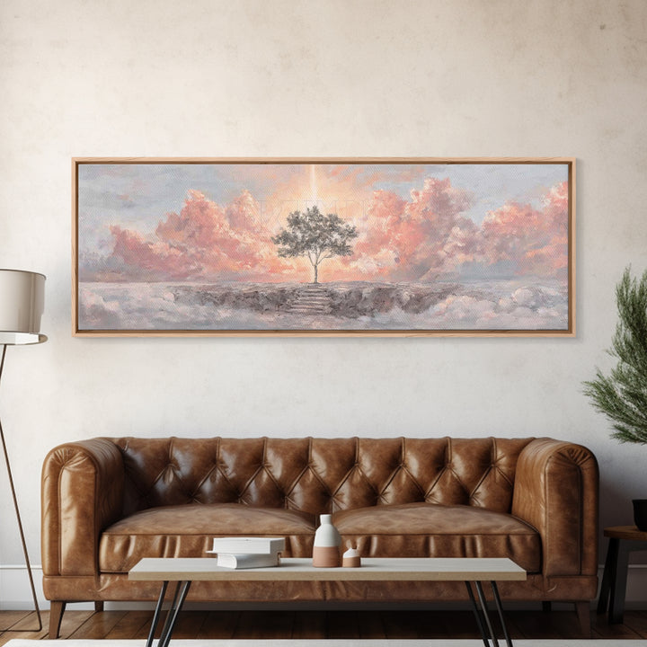 Radiant Ocean Glory | Framed Canvas Print | Panoramic Art | Christian Art Canvas | Jesus Painting | Christian Wall Art | Christmas Art