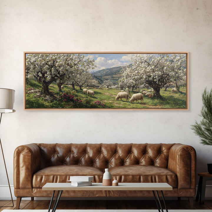Heavenly Blossom Field – Framed Canvas Print – Christian Christmas Art – Panoramic Art – Christian Wall Art – Jesus Art Print – Christian C