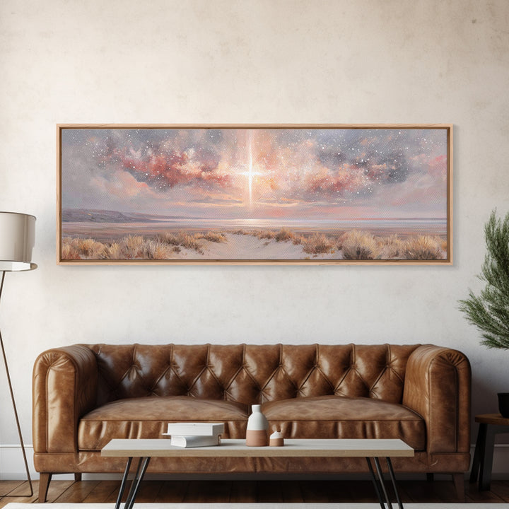 Desert Grace Light, Framed Canvas Print, Christian Art Canvas, Christian Wall Art, Panoramic Wall Art, Christmas Art, Christian Decor