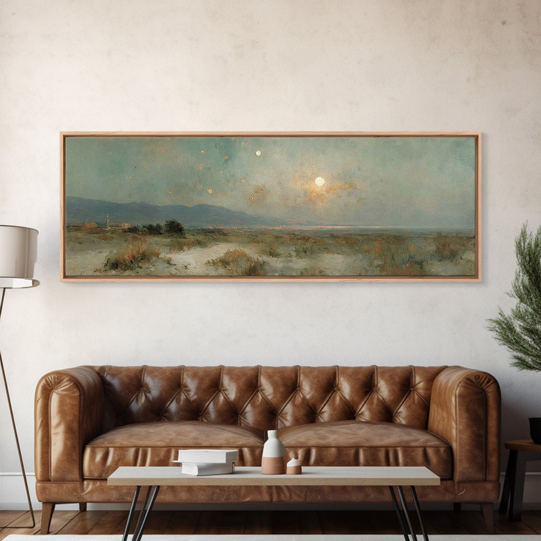 Holy Night Horizon – Framed Canvas Print – Christian Art – Christmas Wall Art – Panoramic Painting – Christian Decorations – Christian Art
