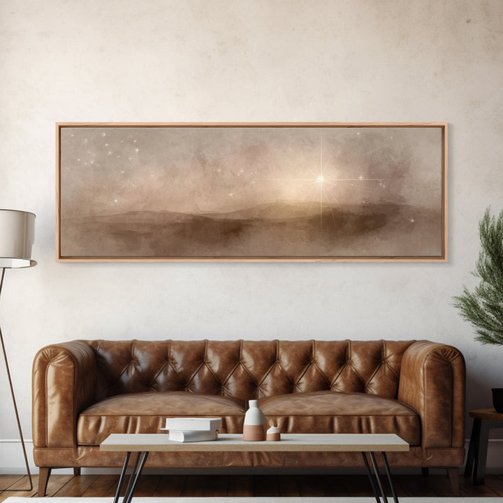 Bethlehem Glow, Framed Canvas Print, Christian Christmas Art, Panoramic Art, Christian Art Canvas, Christmas Wall Art, Christian Decor For