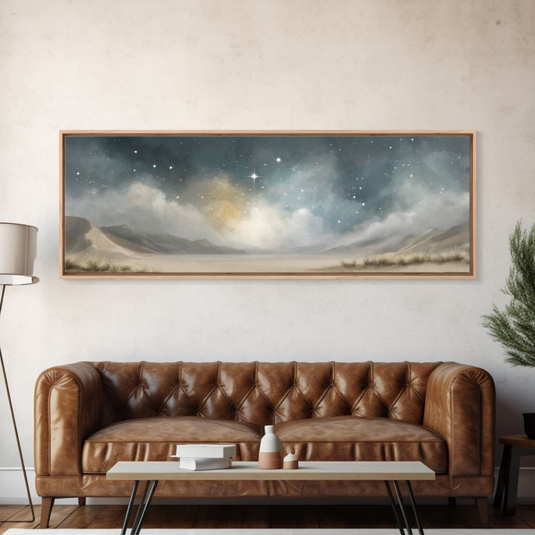 Sacred Star Rising | Framed Canvas Print | Christian Wall Art | Christmas Art | Panoramic Frame | Christian Art Print | Christian Gift Idea