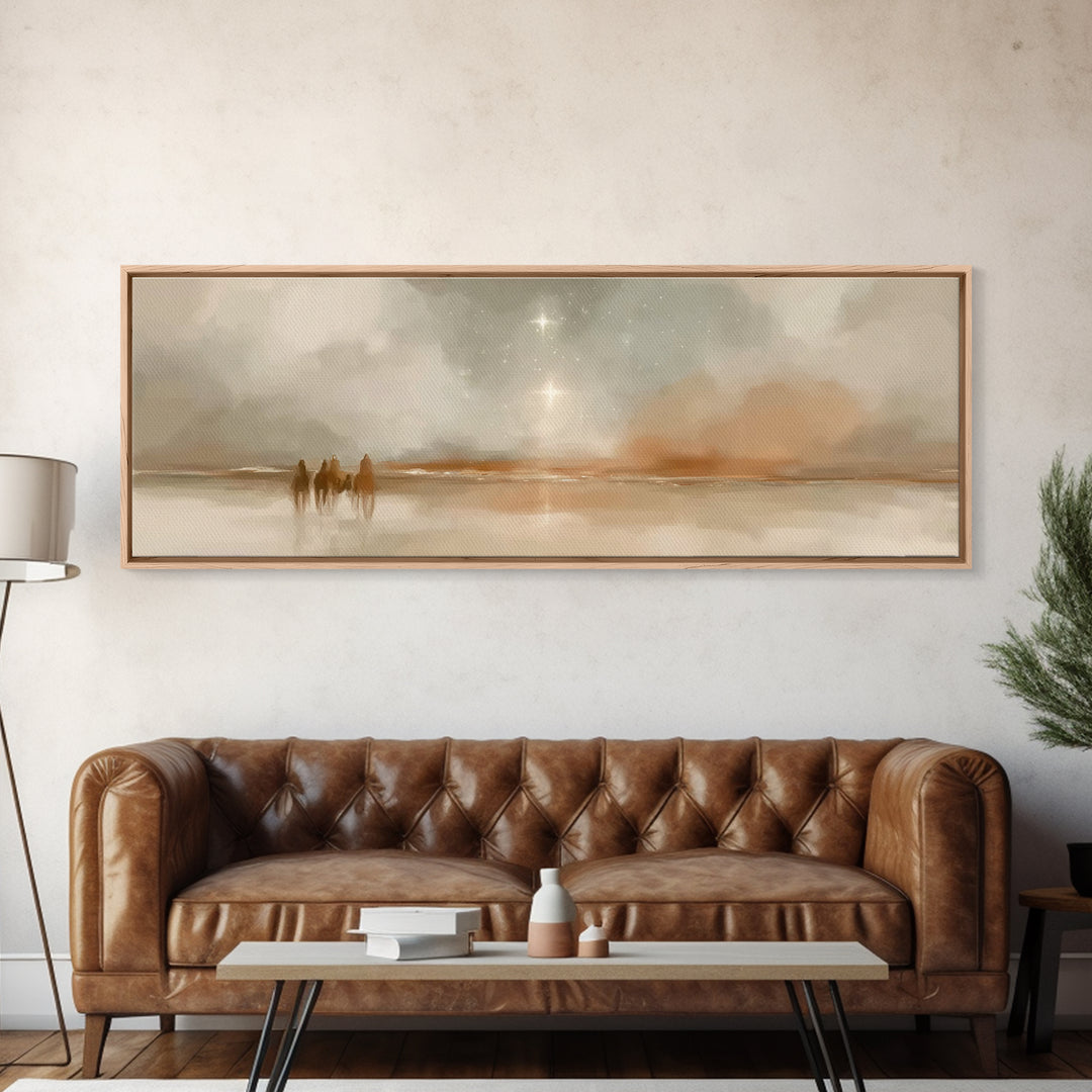 Star of the East, Framed Canvas Print, Christian Art Canvas, Panoramic Frame, Christmas Art, Christian Wall Art, Jesus Painting, Christian