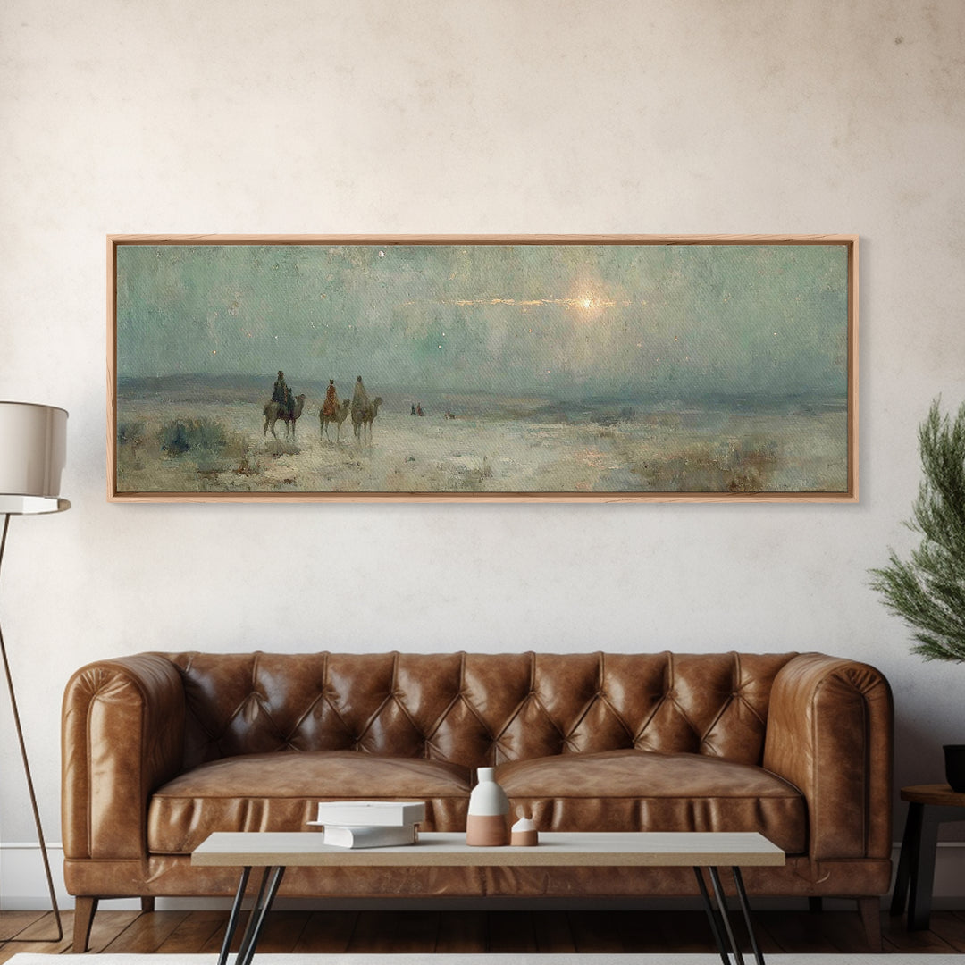 Three Kings Ascent – Framed Canvas Print – Christian Wall Art – Panoramic Art – Christmas Art – Christian Art Canvas – Jesus Painting – Chr