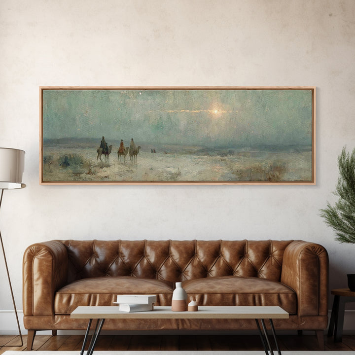 Three Kings Ascent – Framed Canvas Print – Christian Wall Art – Panoramic Art – Christmas Art – Christian Art Canvas – Jesus Painting – Chr