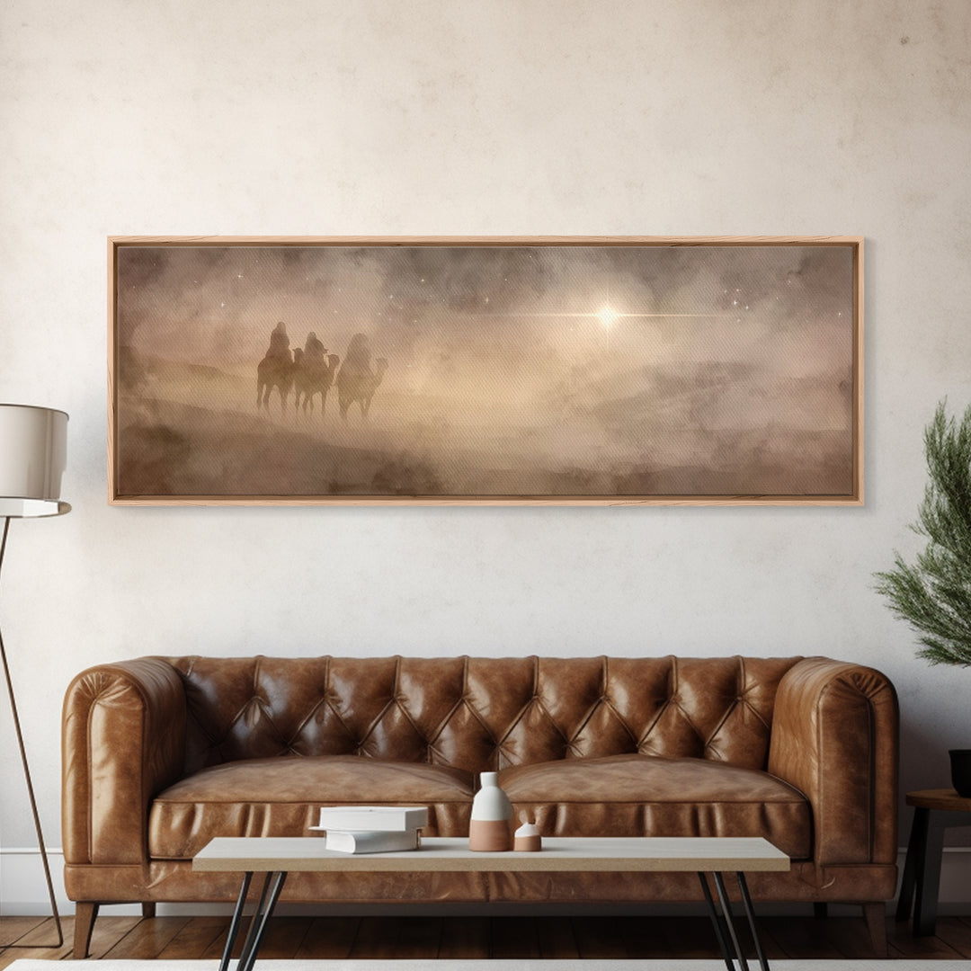 Radiant Dawn Path | Framed Canvas Print | Christian Art Canvas | Panoramic Painting | Christian Wall Art | Christmas Art | Jesus Painting |