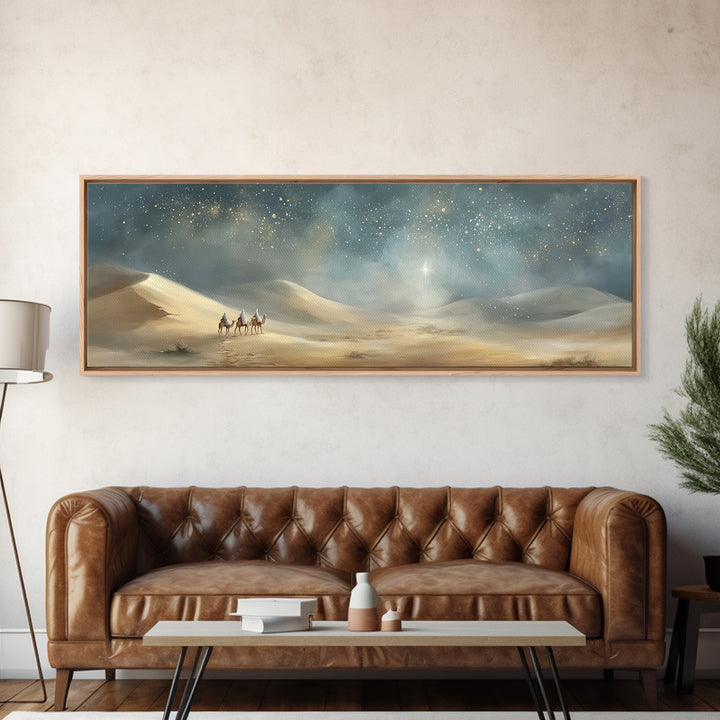 Desert Light Voyage – Framed Canvas Print – Christian Art Canvas – Panoramic Print – Christian Wall Art – Christmas Art – Jesus Painting –