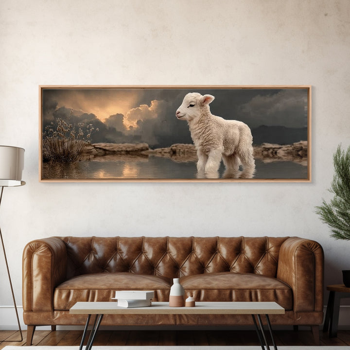 Lamb Of Dawn – Framed Canvas Print – Panoramic Print – Christian Wall Art – Christian Art Canvas – Christian Art – Christian Gift – Christi