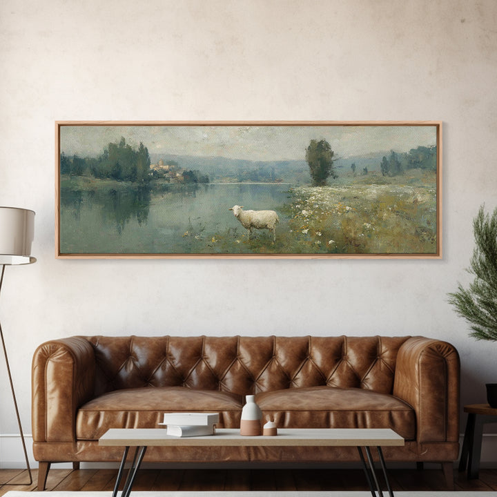 Pasture Of Grace, Framed Canvas Print, Panoramic Frame, Christian Art, Christian Wall Art, Christian Art Canvas, Christian Gift, Christian