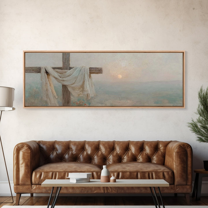 Risen Hope Cross, Framed Canvas Print, Panoramic Art, Christian Wall Art, Christian Art Canvas, Christian Art, Christian Gift, Christian Pa