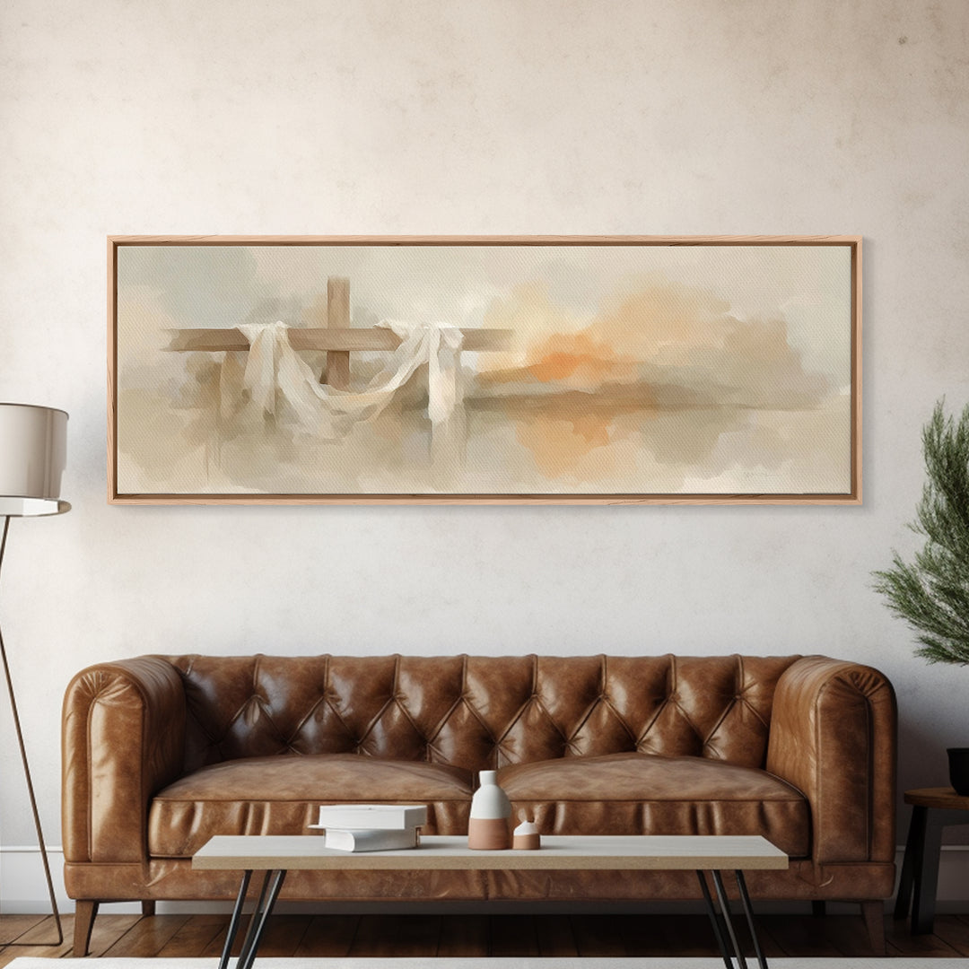 Cross Of Renewal – Framed Canvas Print – Panoramic Wall Art – Christian Art Canvas – Christian Art – Christian Wall Art – Christian Gift –
