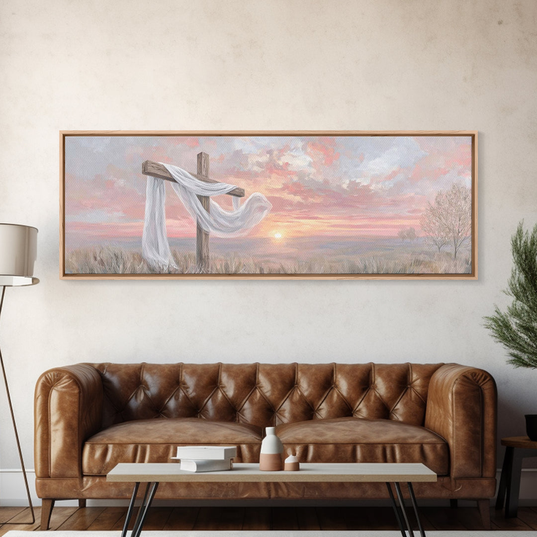 Easter Dawn Promise | Framed Canvas Print | Panoramic Print | Christian Art | Christian Art Canvas | Christian Wall Art | Christian Gift |