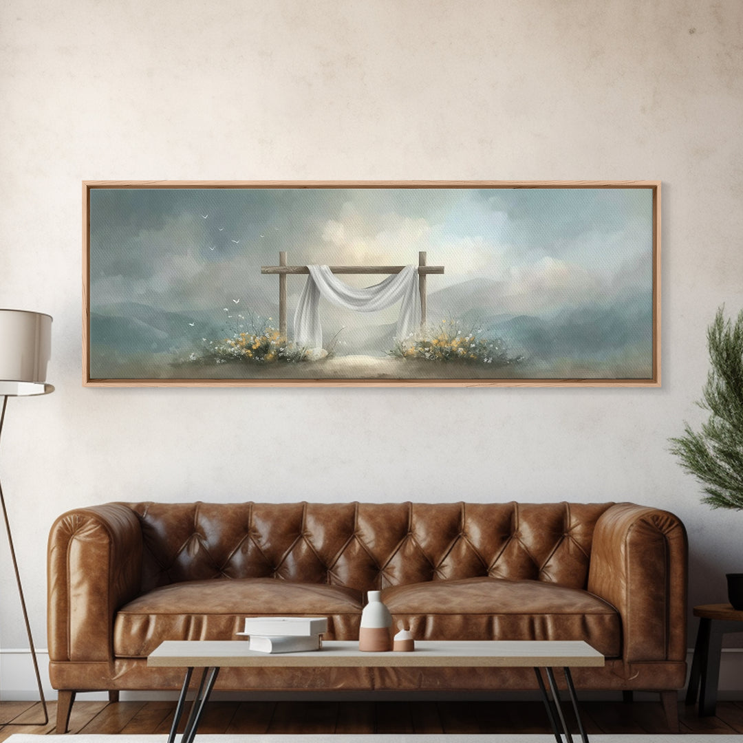 Dawn Of Mercy – Framed Canvas Print – Panoramic Wall Art – Christian Wall Art – Christian Art Canvas – Jesus Painting – Christian Decor