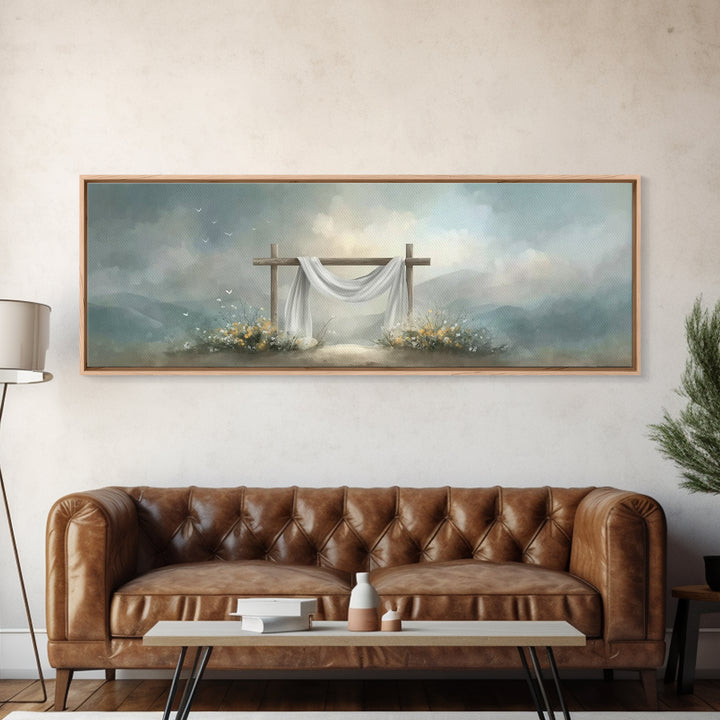 Dawn Of Mercy – Framed Canvas Print – Panoramic Wall Art – Christian Wall Art – Christian Art Canvas – Jesus Painting – Christian Decor