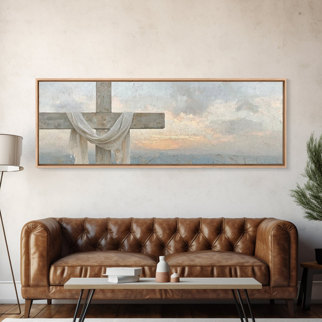 Grace In Bloom, Framed Canvas Print, Panoramic Art, Christian Art Print, Modern Christian Art, Christian Painting, Christmas Art