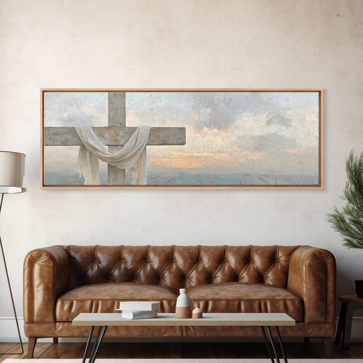 Grace In Bloom, Framed Canvas Print, Panoramic Art, Christian Art Print, Modern Christian Art, Christian Painting, Christmas Art