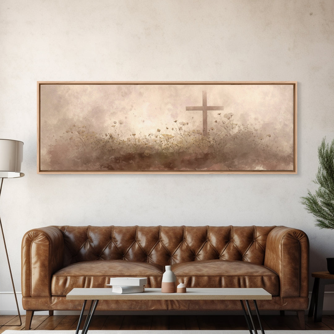 Morning Of Stillness – Framed Canvas Print – Panoramic Frame – Christian Art Canvas – Subtle Christian Paintings – Christian Decor – Jesus