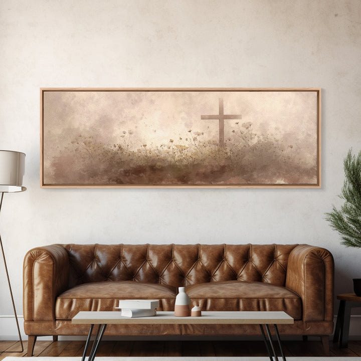 Morning Of Stillness – Framed Canvas Print – Panoramic Frame – Christian Art Canvas – Subtle Christian Paintings – Christian Decor – Jesus
