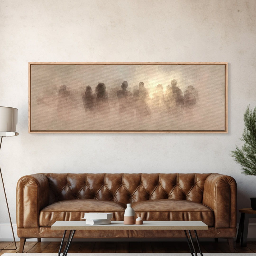 Clouds Of Witnesses | Framed Canvas Print | Panoramic Painting | Christian Art Print | Subtle Christian Art | Christian Wall Art | Vintage