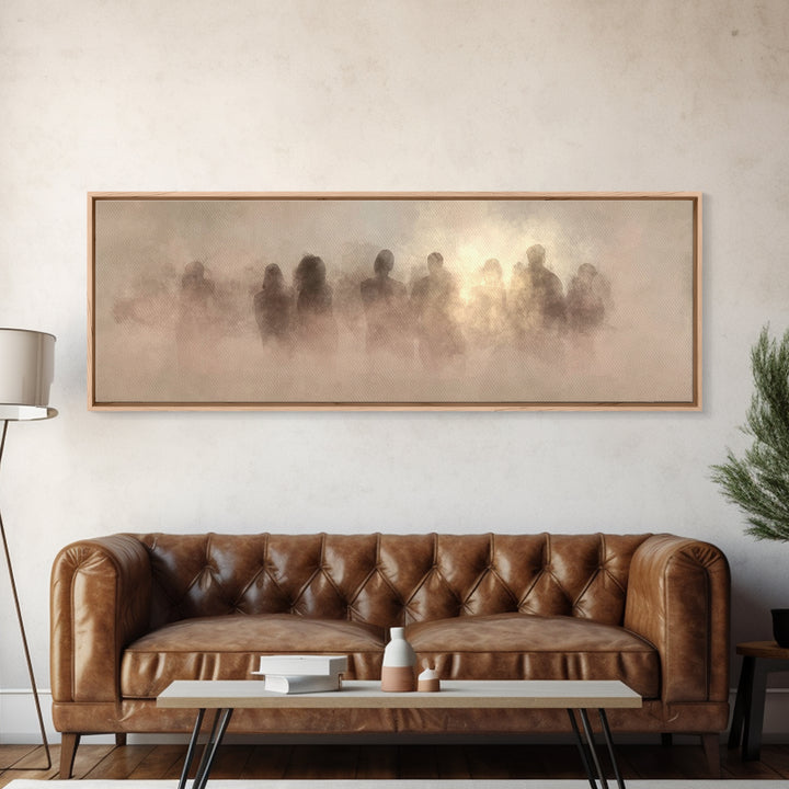 Clouds Of Witnesses | Framed Canvas Print | Panoramic Painting | Christian Art Print | Subtle Christian Art | Christian Wall Art | Vintage