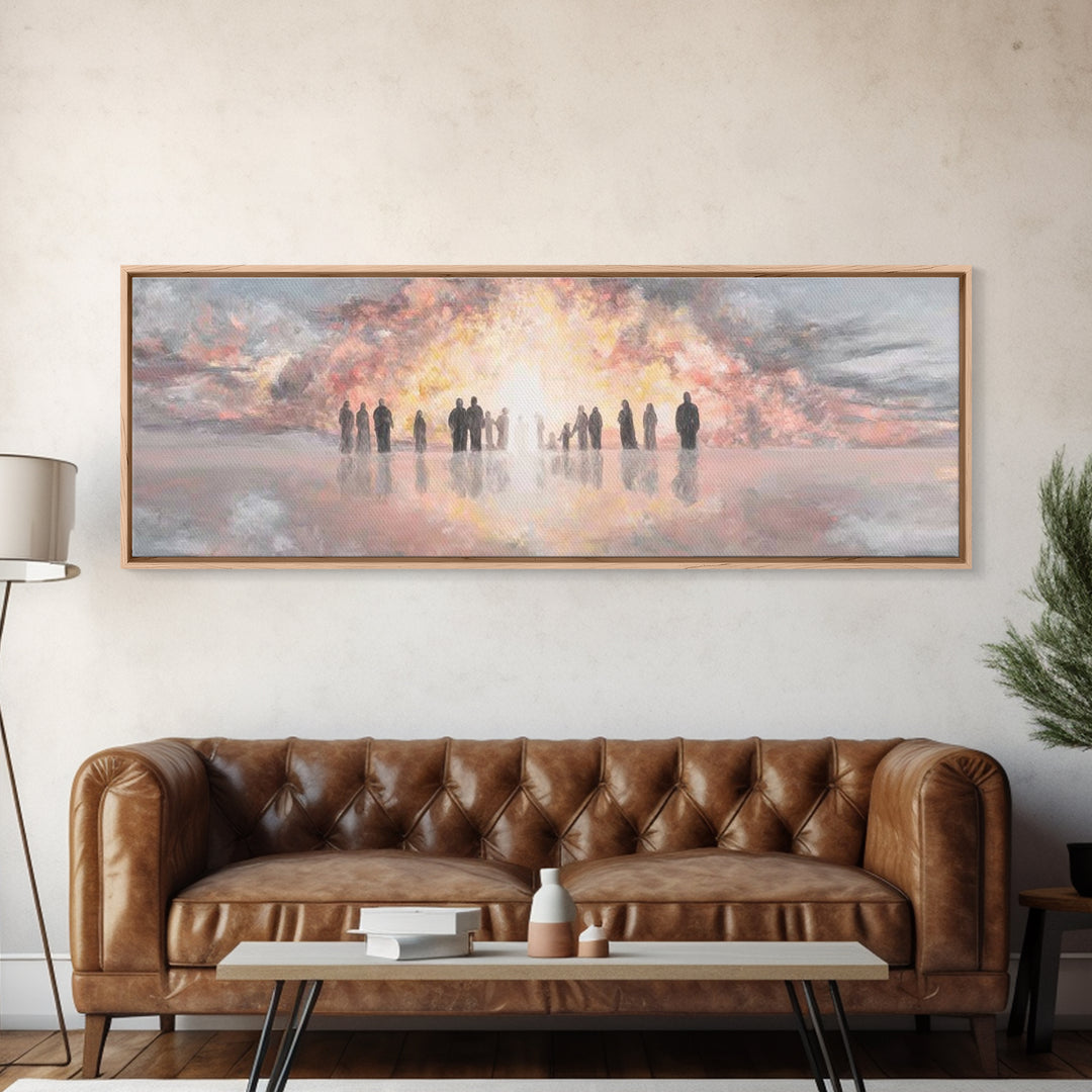 Glory At Dawn – Framed Canvas Print – Panoramic Frame – Christian Art Canvas – Modern Christian Painting – Christian Christmas Art – Christ
