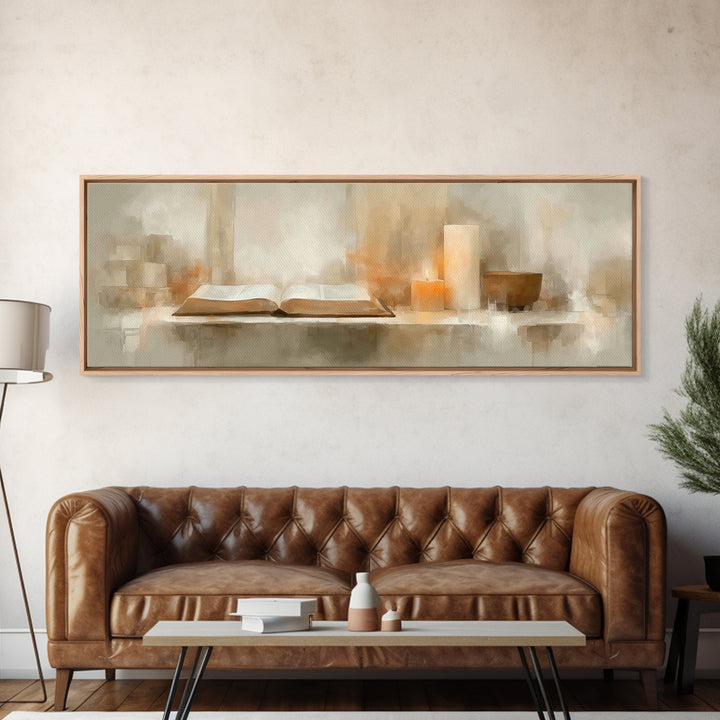 Holy Word Glow, Framed Canvas Print, Panoramic Frame, Minimalist Christian Art, Christian Art Prints, Christian Wall Art, Christian Decorat