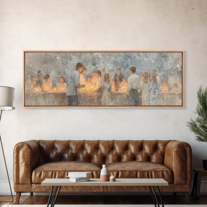 Children Of The Light, Framed Canvas Print, Christian Wall Art, Panoramic Painting, Christian Art Canvas, Christmas Art, Christian Gift