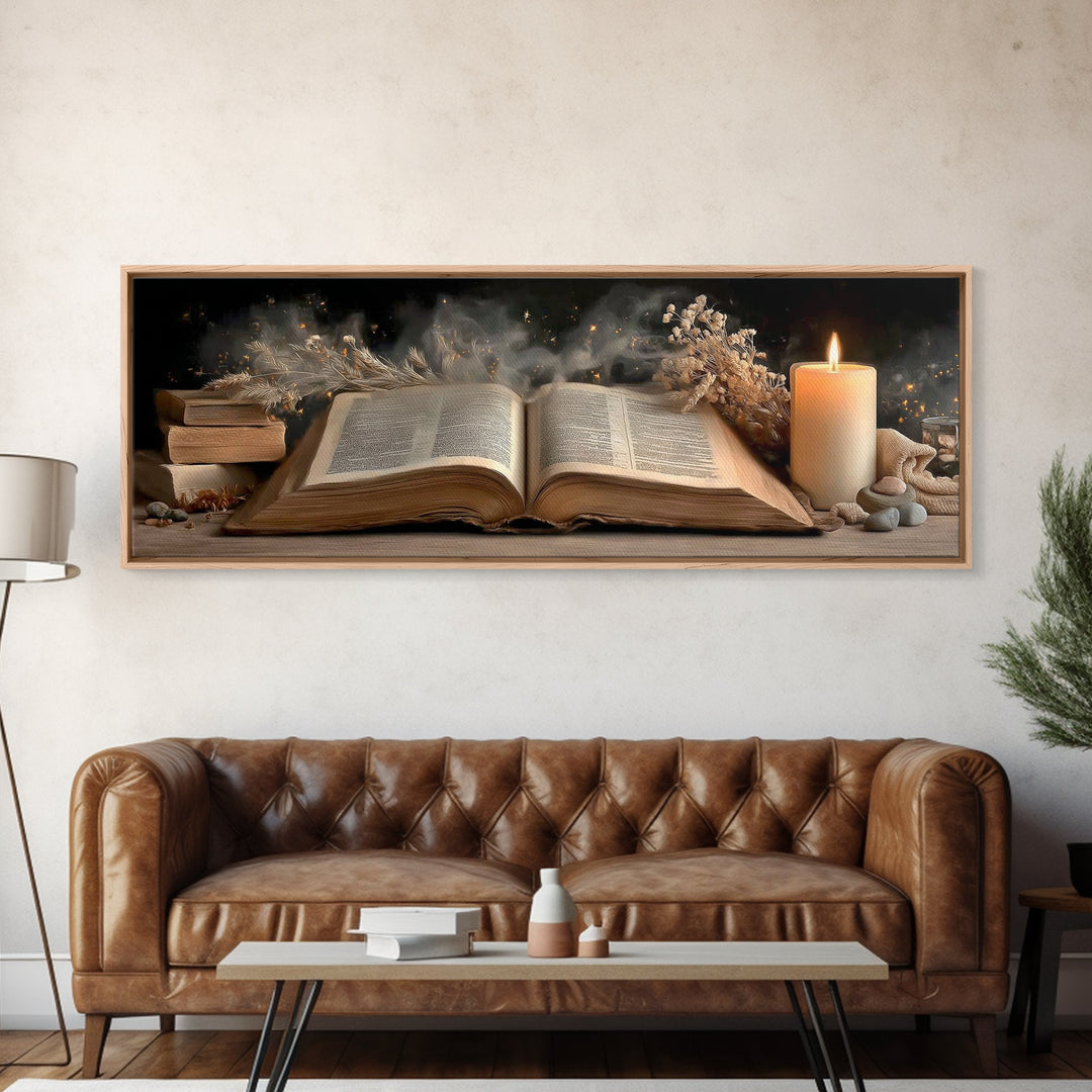 Night Watch Bible – Framed Canvas Print – Panoramic Print – Christian Art Work – Christian Wall Art – Modern Christian Art – Christian Gift