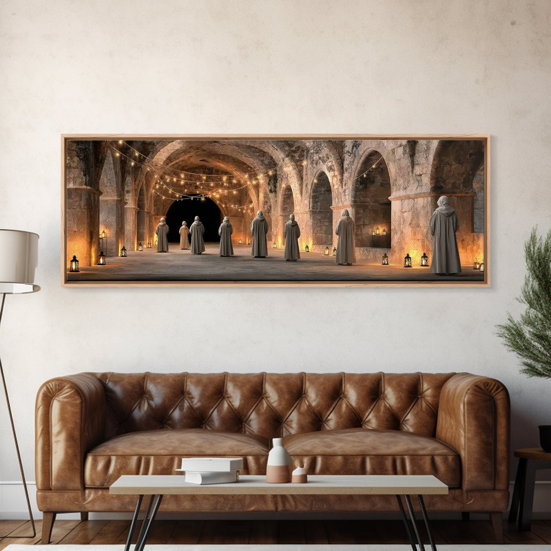 Holy Vigil | Framed Canvas Print | Christian Wall Art | Panoramic Art | Christmas Art | Christian Art Canvas | Christian Christmas Decor