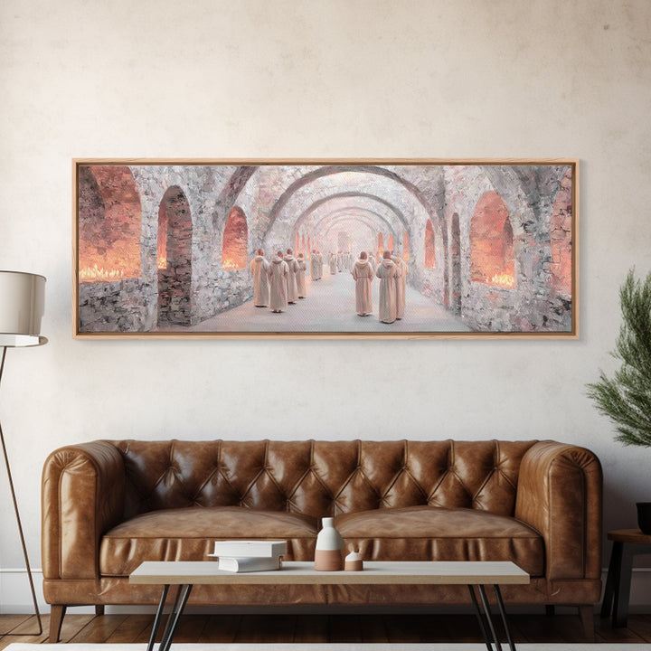 Quiet Reverence | Framed Canvas Print | Christian Art Canvas | Panoramic Painting | Christian Wall Art | Christmas Art | Christian Decor