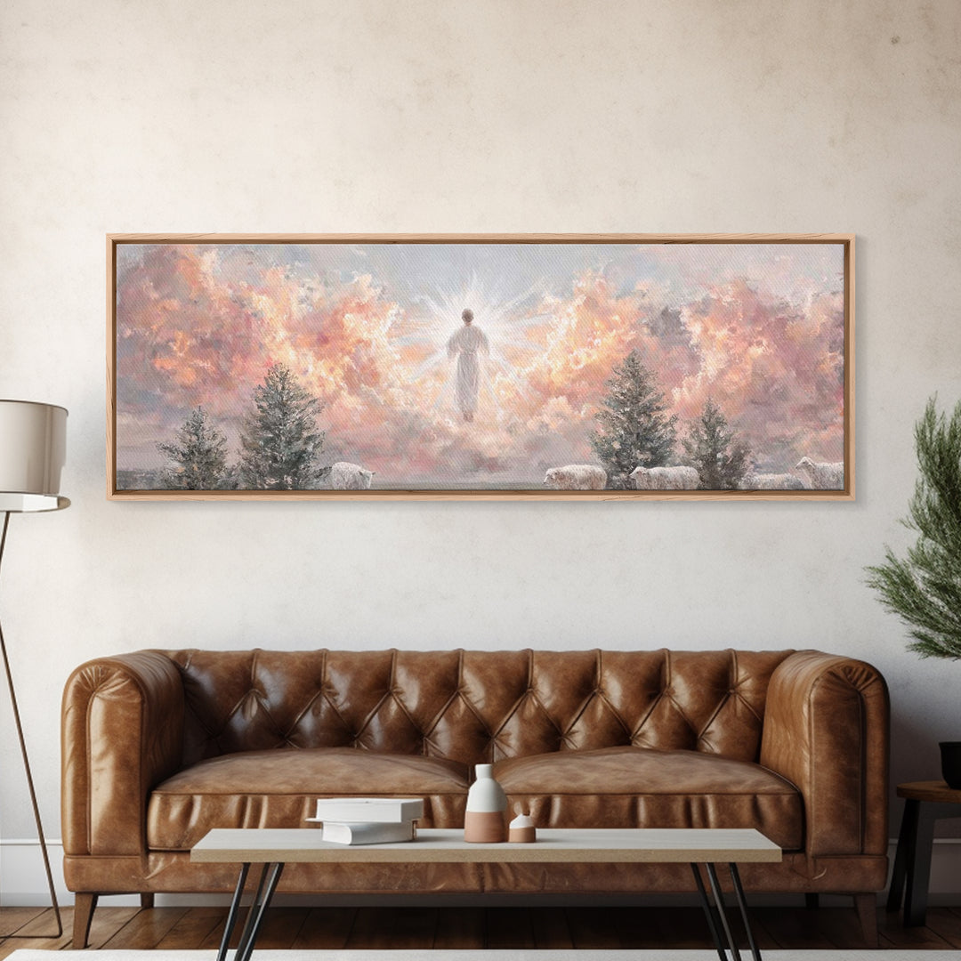 Risen In Glory – Framed Canvas Print – Panoramic Art – Christian Wall Art – Jesus Painting – Christian Art Canvas – Christian Christmas Art
