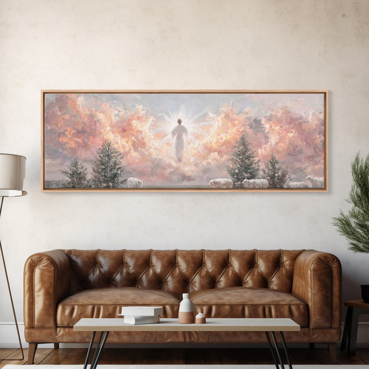 Risen In Glory – Framed Canvas Print – Panoramic Art – Christian Wall Art – Jesus Painting – Christian Art Canvas – Christian Christmas Art