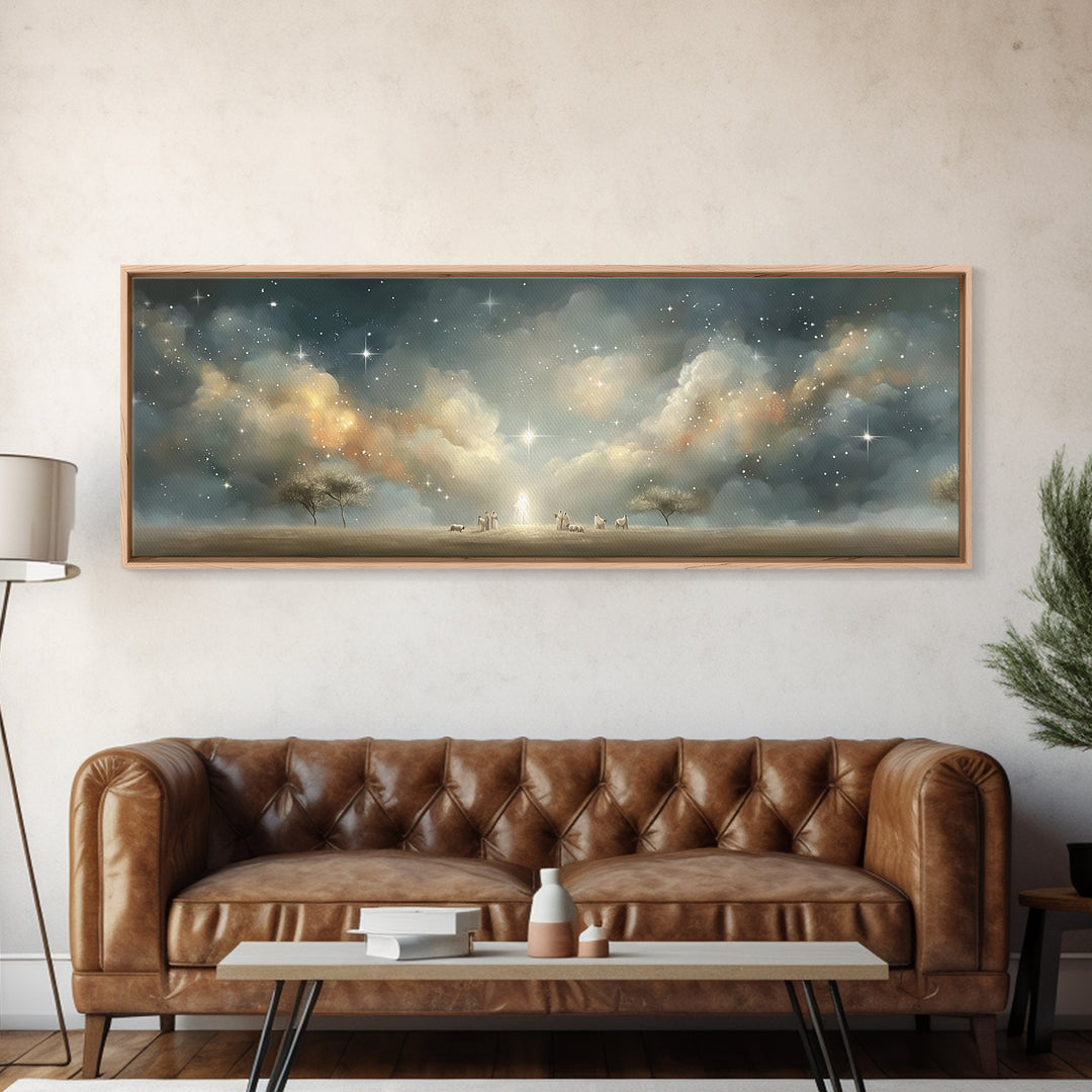 Star Of Salvation – Framed Canvas Print – Panoramic Wall Art – Christian Christmas Art – Christian Art Canvas – Christian Painting – Christ