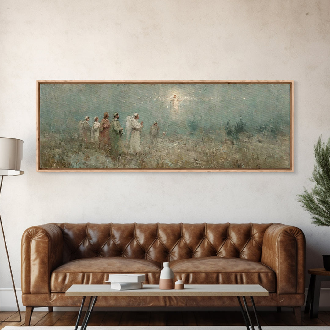 Angelic Herald, Framed Canvas Print, Panoramic Painting, Christian Art Canvas, Christian Wall Art, Christian Christmas Art, Jesus Art Print