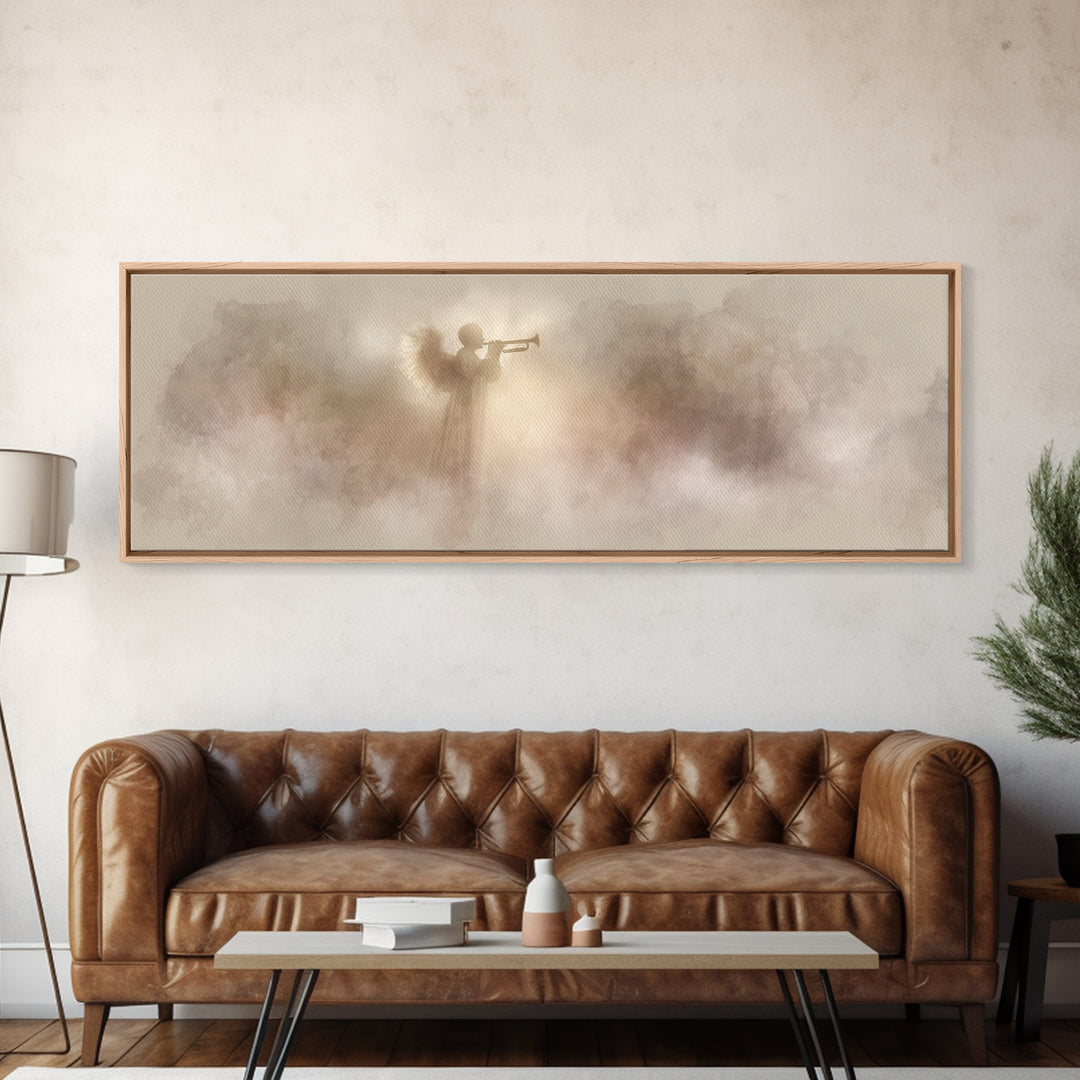Sacred Proclamation – Framed Canvas Print – Panoramic Wall Art – Christian Art Canvas – Christian Christmas Art – Christian Painting – Jesu