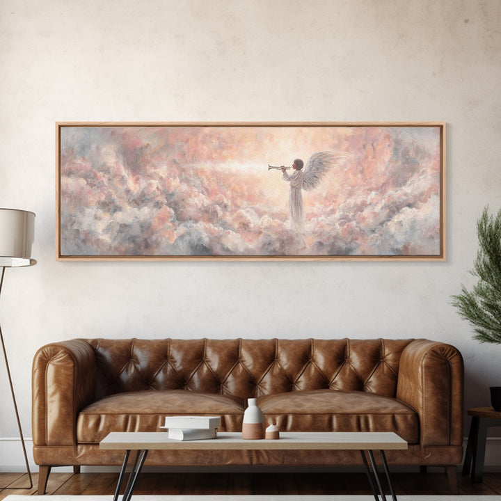Heavenly Herald, Framed Canvas Print, Christian Wall Art, Christian Art Canvas, Panoramic Art, Christian Painting, Christmas Art