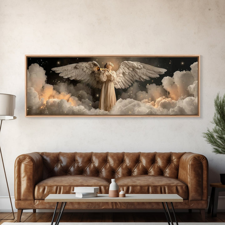 Trumpet Of Dawn – Framed Canvas Print – Christian Art – Christian Christmas Art – Panoramic Painting – Christian Wall Art – Christian Gift