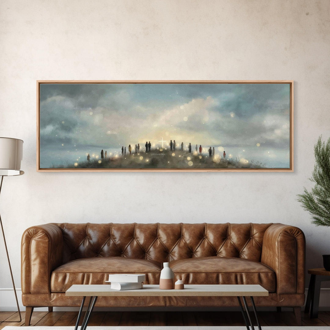 Cloudborne Messenger, Framed Canvas Print, Christian Art Print, Panoramic Frame, Christian Wall Art, Christian Painting, Christmas Art