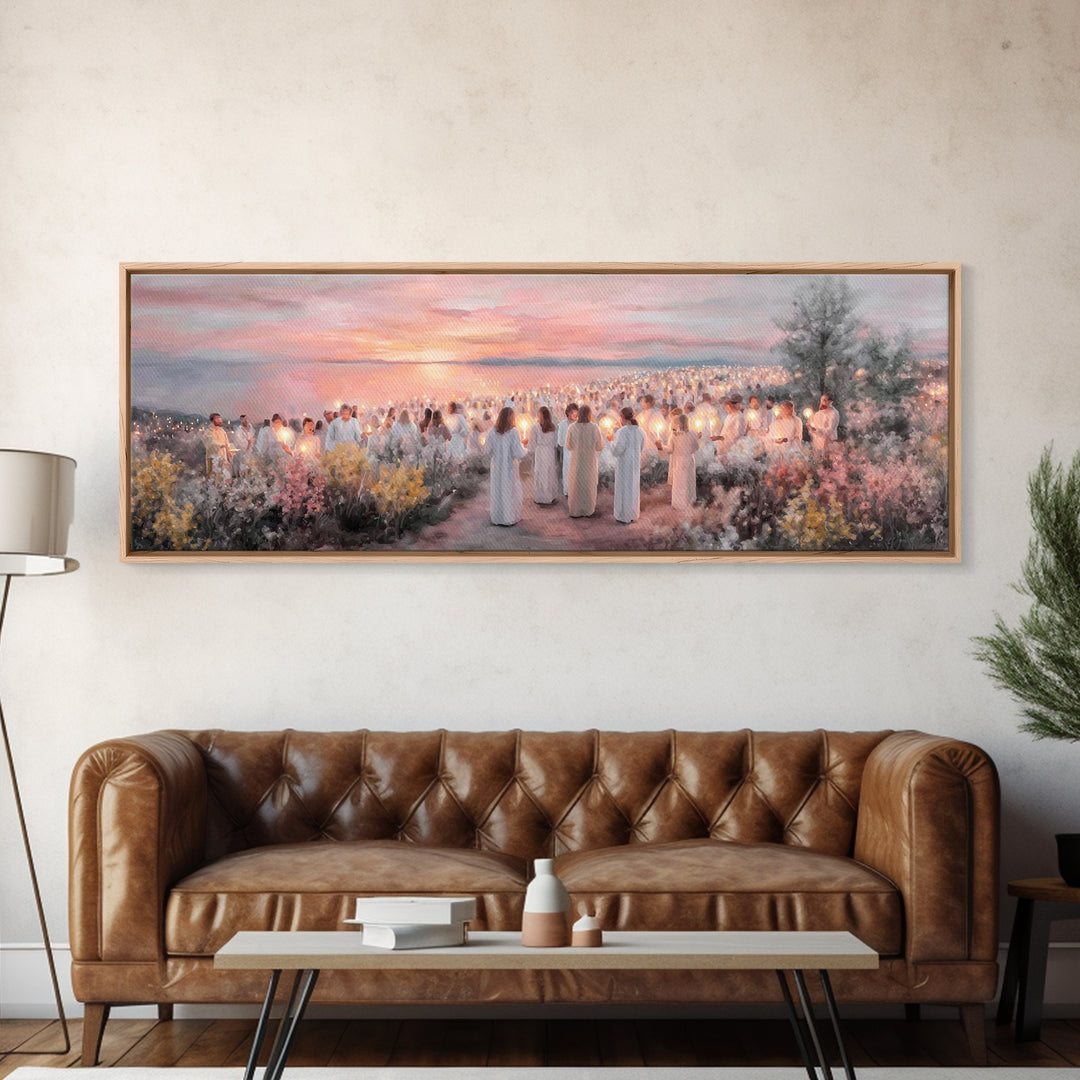 Evening Vigil, Framed Canvas Print, Christian Art Canvas, Panoramic Painting, Christmas Art, Christian Painting, Christian Wall Art
